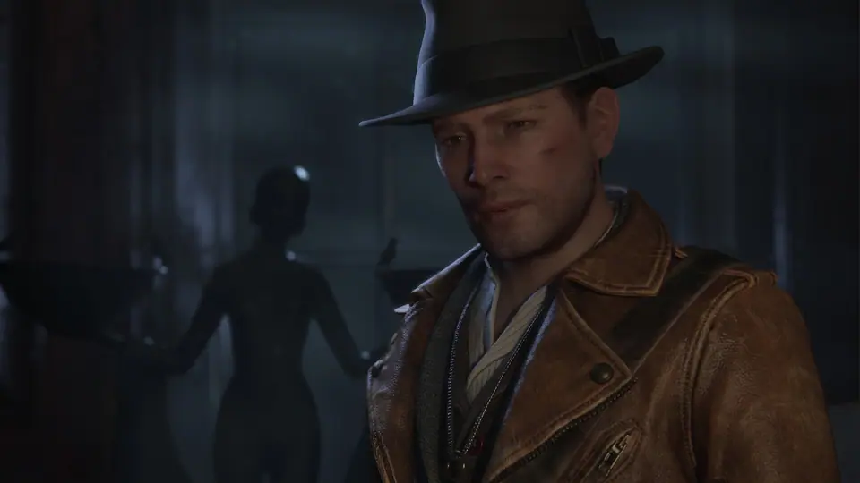 Portrait of protagonist Calvin in a hat and leather coat